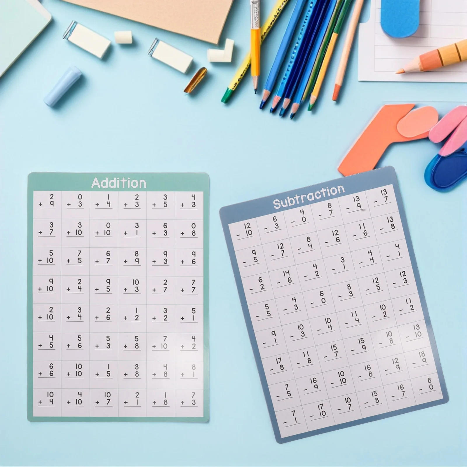 

4pcs Reusable 'S Math Practice Paper A4 Double Sided Dry Erase Board Addition Subtraction Learning Pad For -