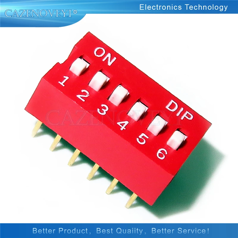 10pcs/lot Slide Type Switch Module 1 2 3 4 5 6 7 8 9 10 12 Bit 2.54mm Position Way DIP Red Pitch Toggle Switch Red Snap Switch