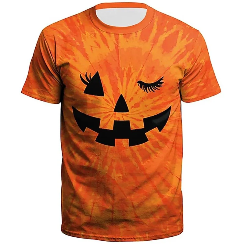 Funny Halloween Pumpkin T-shirt Men 3D Printed Fashion Round Neck T Shirts Tops Kids Short Sleeve Summer Oversized Tee Shirt