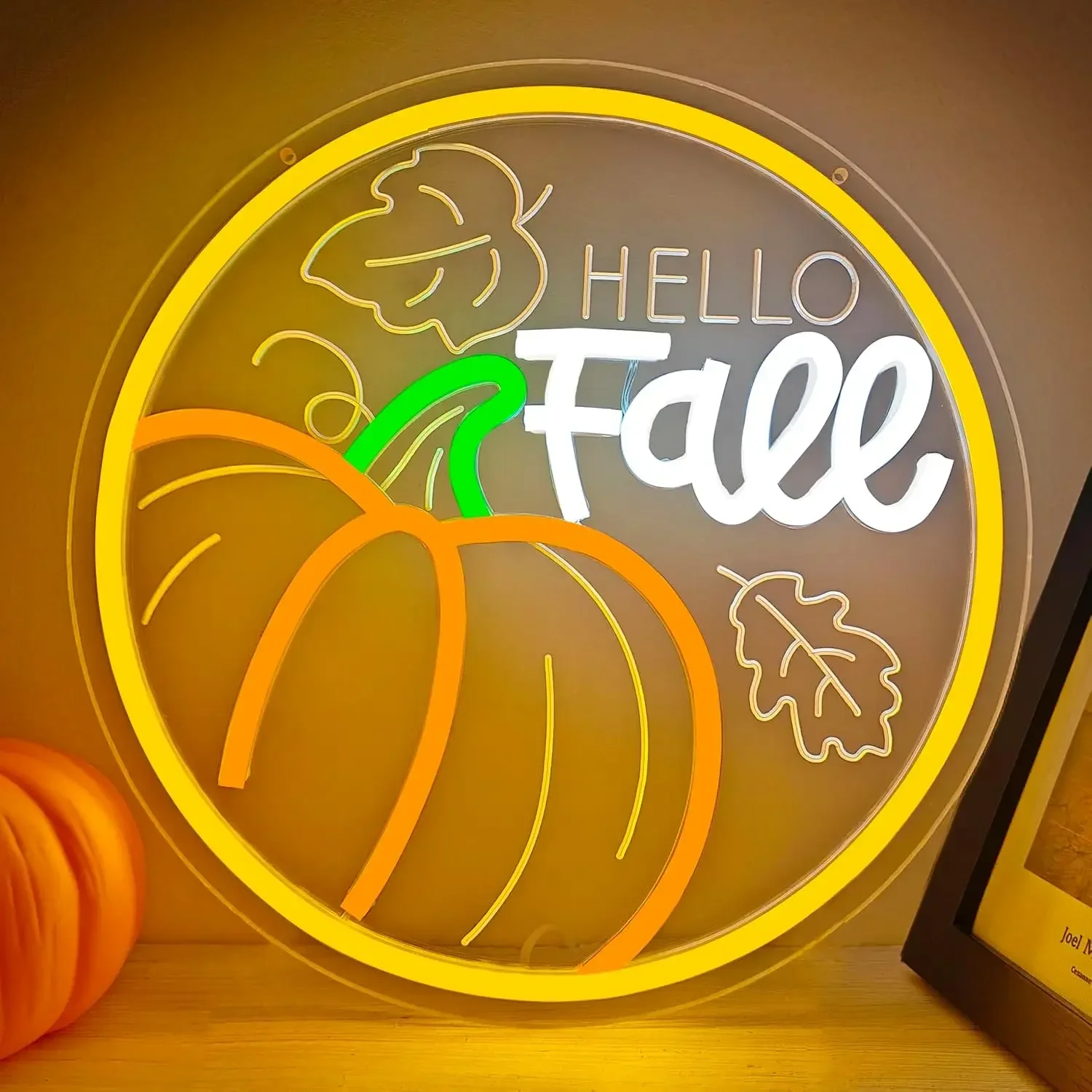 

Hello Fall Led Neon Signs Pumpkin Neon Light for Bedroom Office Home Party Man Cave Wall Decor Thanksgiving Gift for Family