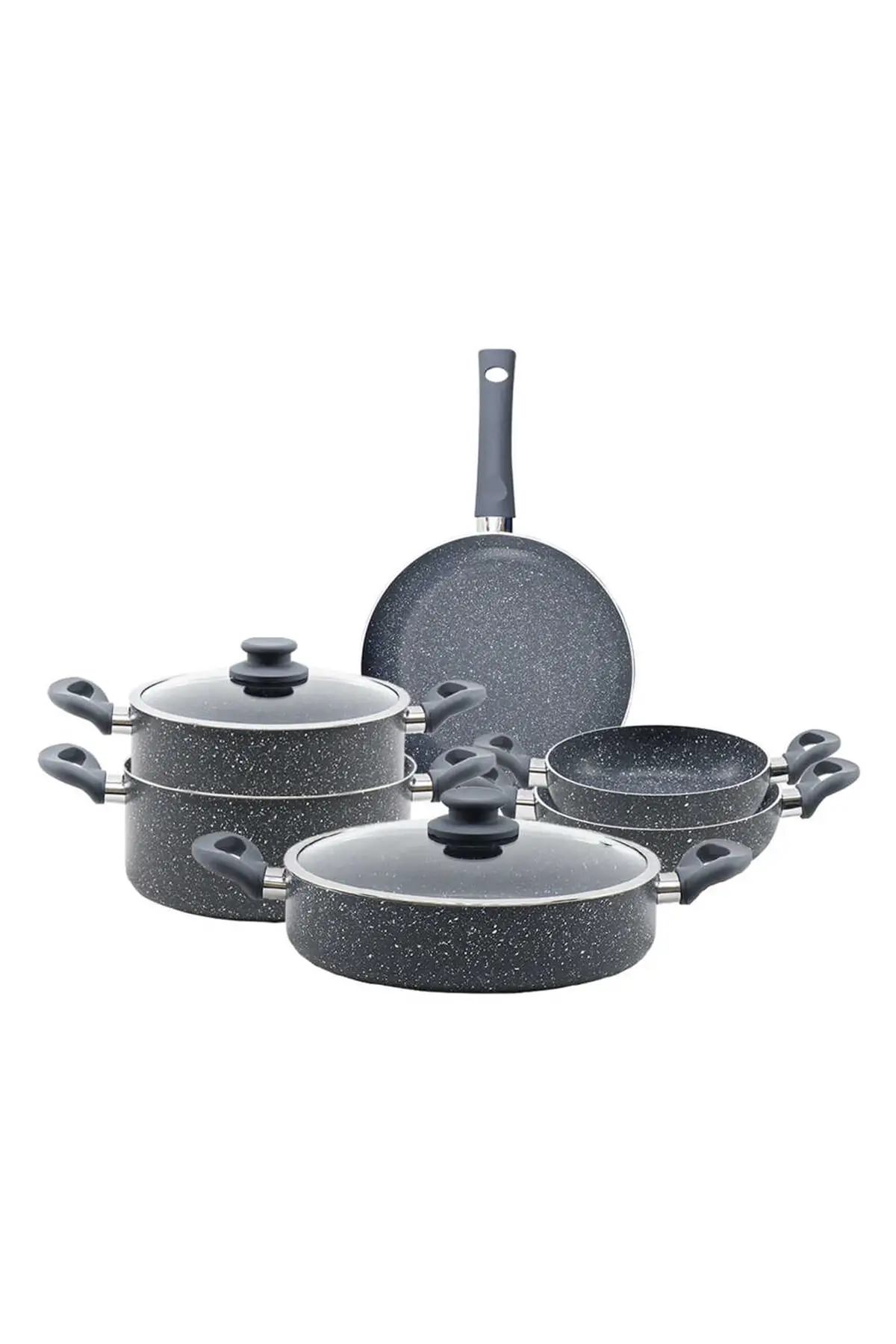 6 Pieces Granite Pan and Pot Set Black non stick cooking pot set free shipping kitchen utensils set cookware pots high quality