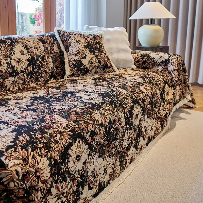 Sofa Season Cover All Universal Scratch Cat Resistant Sofa Protector Blanket Grade High Oil Painting Floral Jacquard