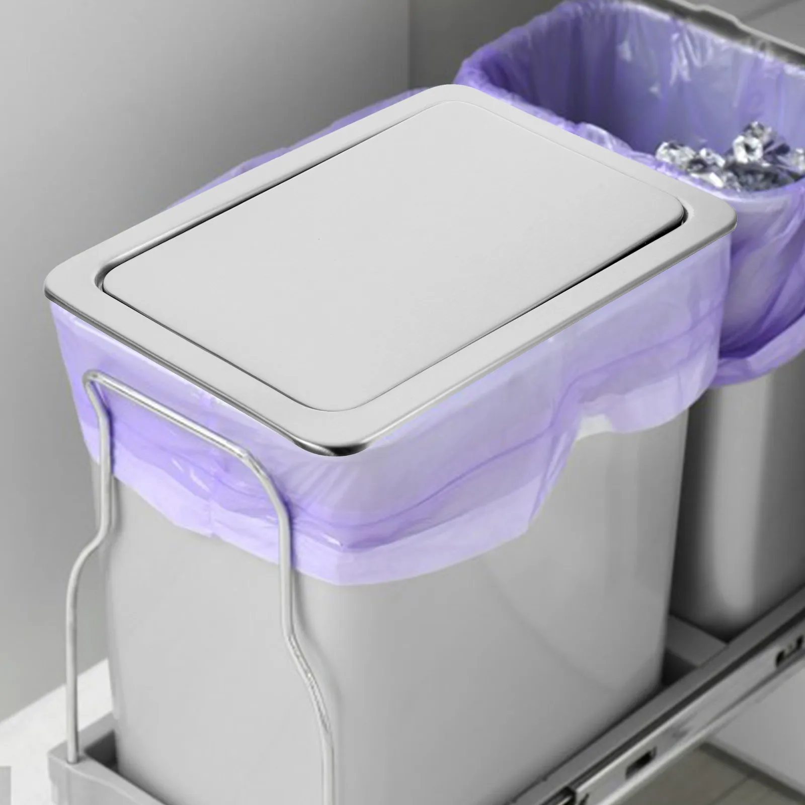 

Built-in Flap Garbage Can Cover Stainless Steel Countertop Trash Lid for Office Restroom Cafe Home Kitchen Application