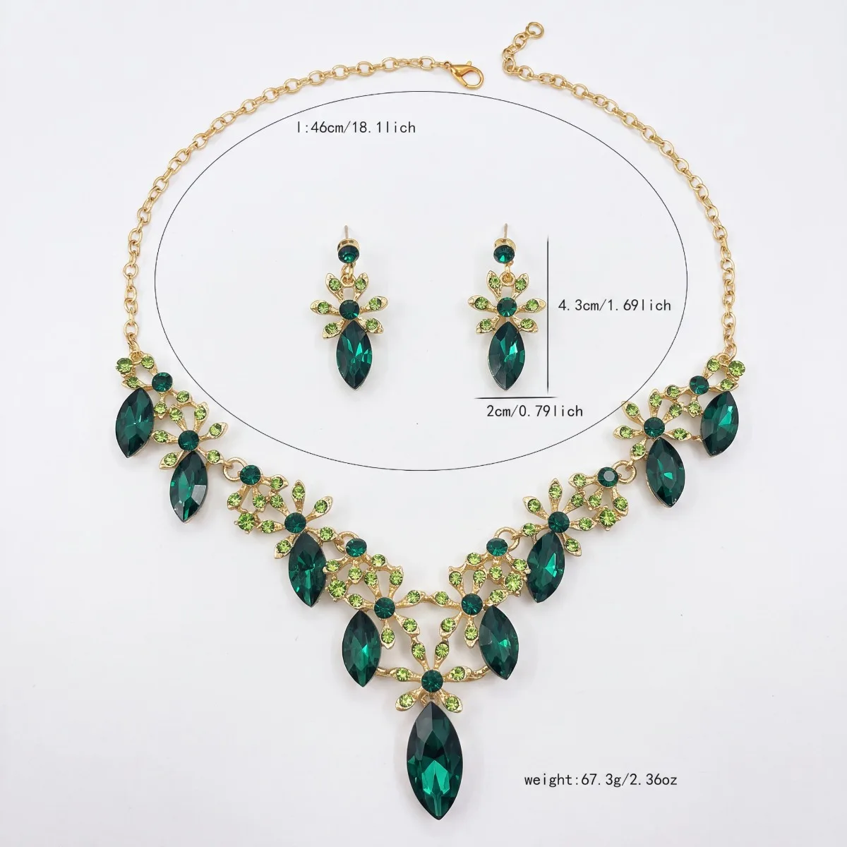 Women Gorgeous Red Marquise Flower Crystal Jewelry Set Evening Red Carpet Toast Dress Necklace Earrings Party Photoshoot Gift