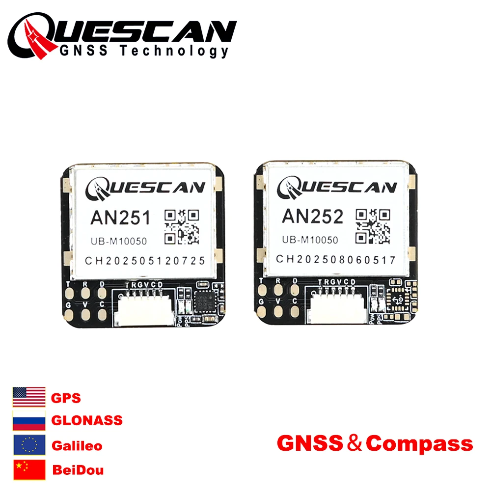 

QUESCAN AN251 AN252 M10 GPS GNSS Compass Module INAV BF PIX AP Drone FPV 10Hz 20Hz GPS Galileo GLONASS BeiDou Antenna Receiver