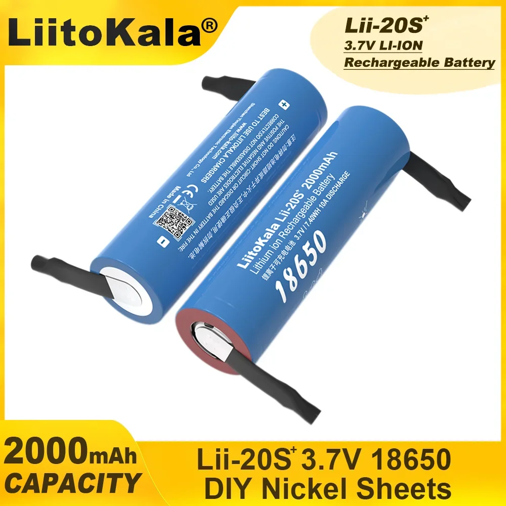 LiitoKala  Lii-20S Nickel 18650 2000mAh 3.7V  Power Rechargeable Lithium Battery for  Electric Tools