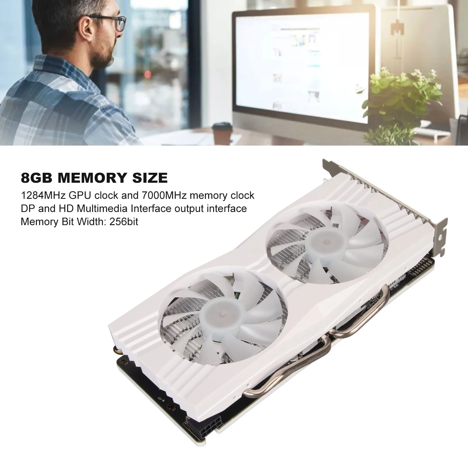 

Gaming Graphics Card GDDR5 256bit 8GB Desktop Graphics Card 14nm 1284MHz 7000MHz DP HD Output PCI Express 3.0 for Chassis