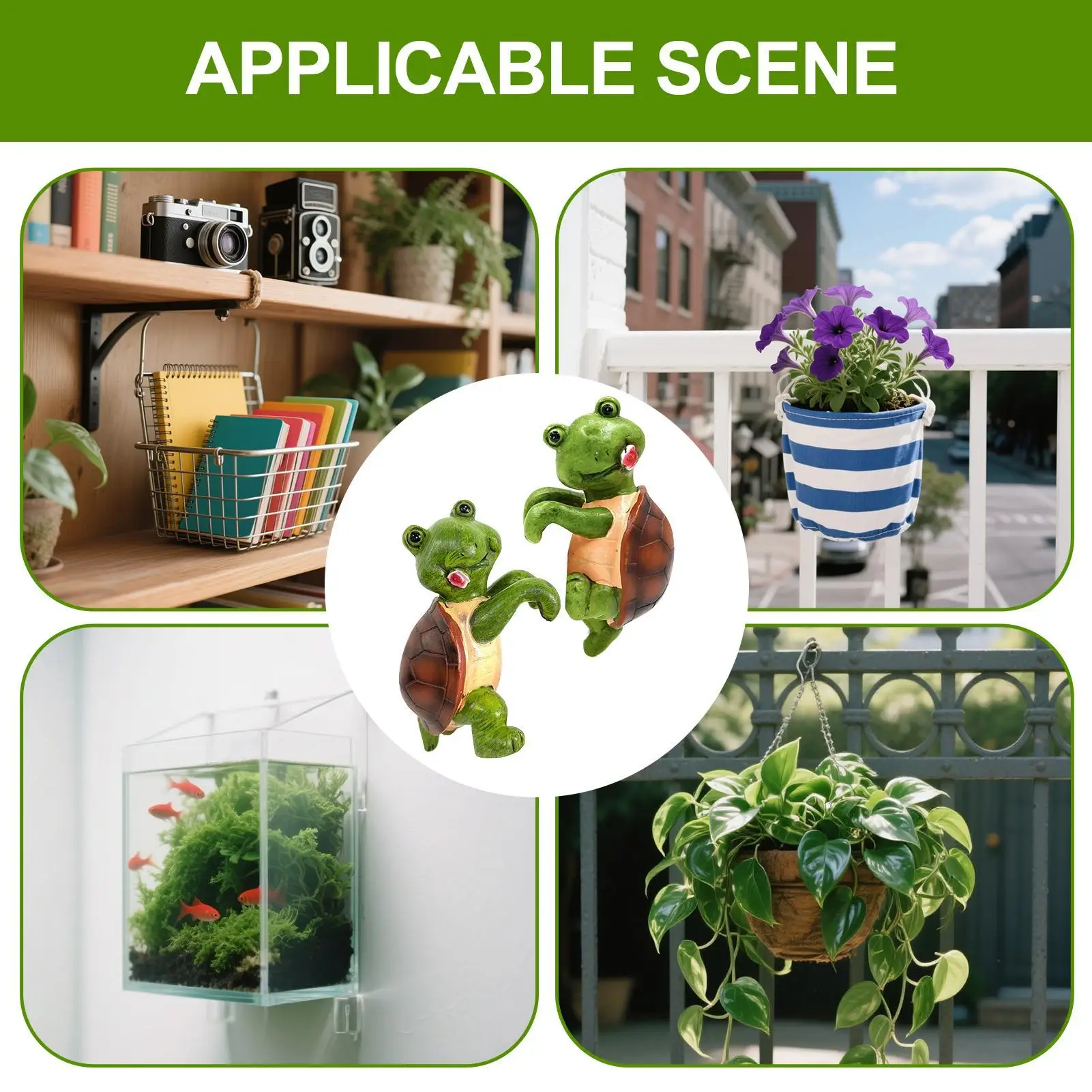 زينة وعاء النبات 2 قطع السلاحف تسلق مضيعة نعالها تمثال الحيوان للخارجية حديقة ساحة سياج الحديقة شرفة المنزل #5