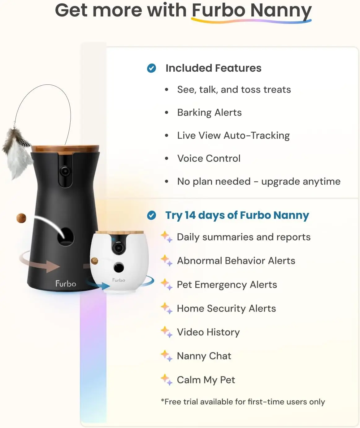 360° Cat Camera + Mini 2-Camera Bundle with Night Vision, Speaker & App Alerts (New Subscription Needed)