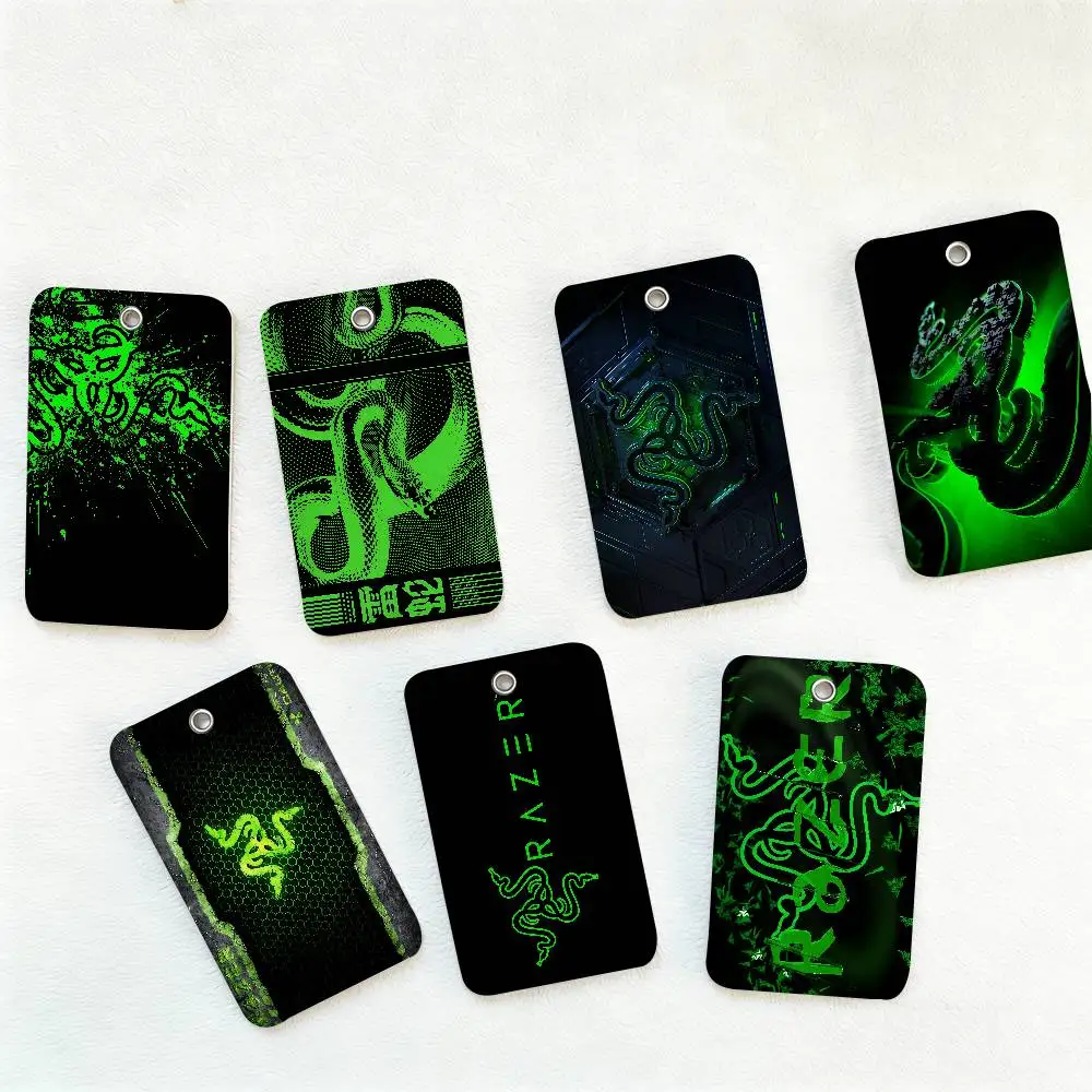 Gaming Brand R-Razer 1Pc PU Leather Card Holder Keychain Key Ring Door Lock Access Tags ID Card Case Keychain Card