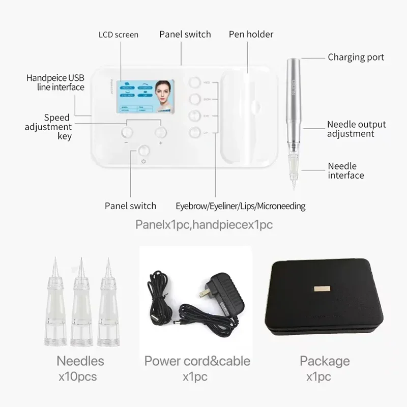 Pen Supplies OEM Logo Wireless Eyebrow Lips Eyeliner Face Tattoo Gun Professional Mts Semi Permanent Makeup Machine