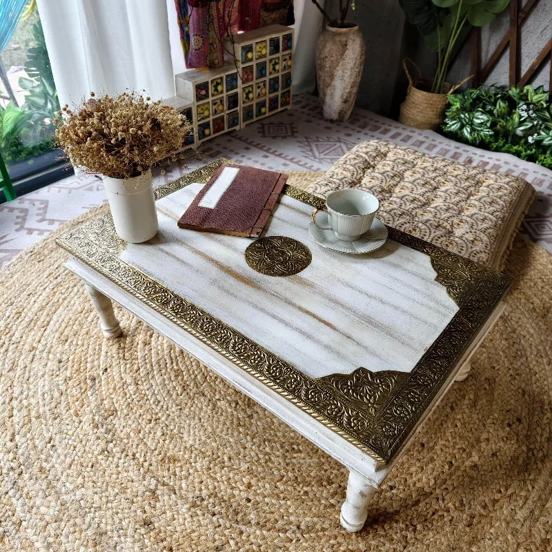 Solid wood clad copper bay window living room balcony small tatami kang ji small tea table bed zen low table