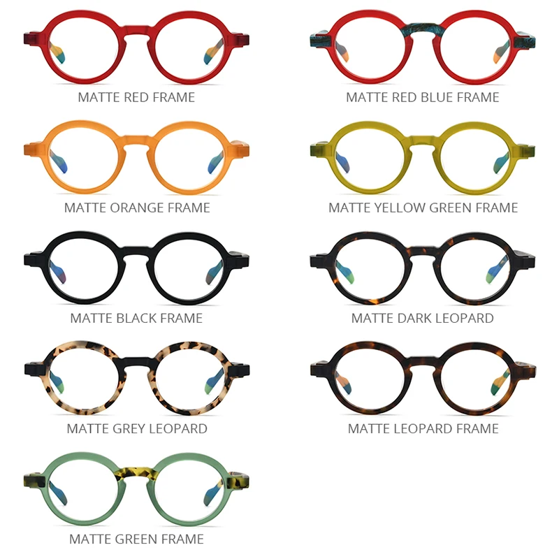 HEPIDEM-Gafas de acetato Multicolor para hombre y mujer, lentes redondas Retro mate, ópticas, 9233