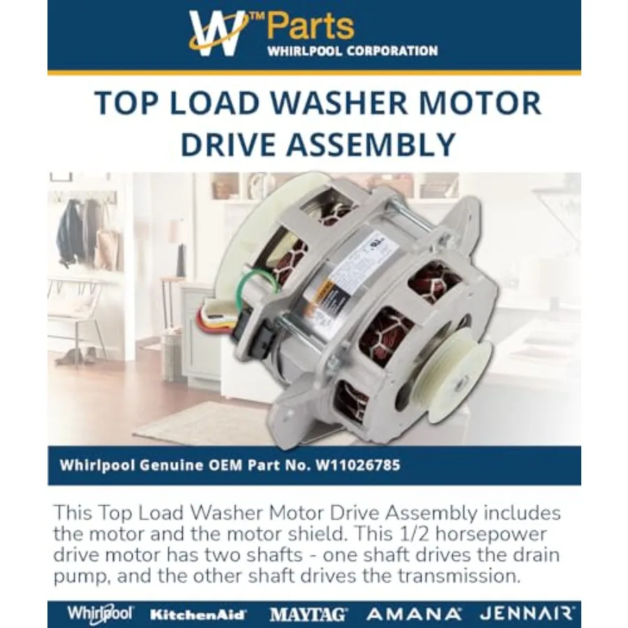 دوامة W11026785 حقيقية OEM تحميل علوي محرك غسالة محرك الجمعية استبدال جزء لآلات الغسيل عالية الكفاءة كومبا #6