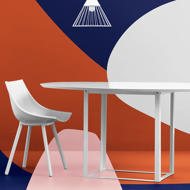 

Modern minimalist designer iron art board wood irregular creative dining table