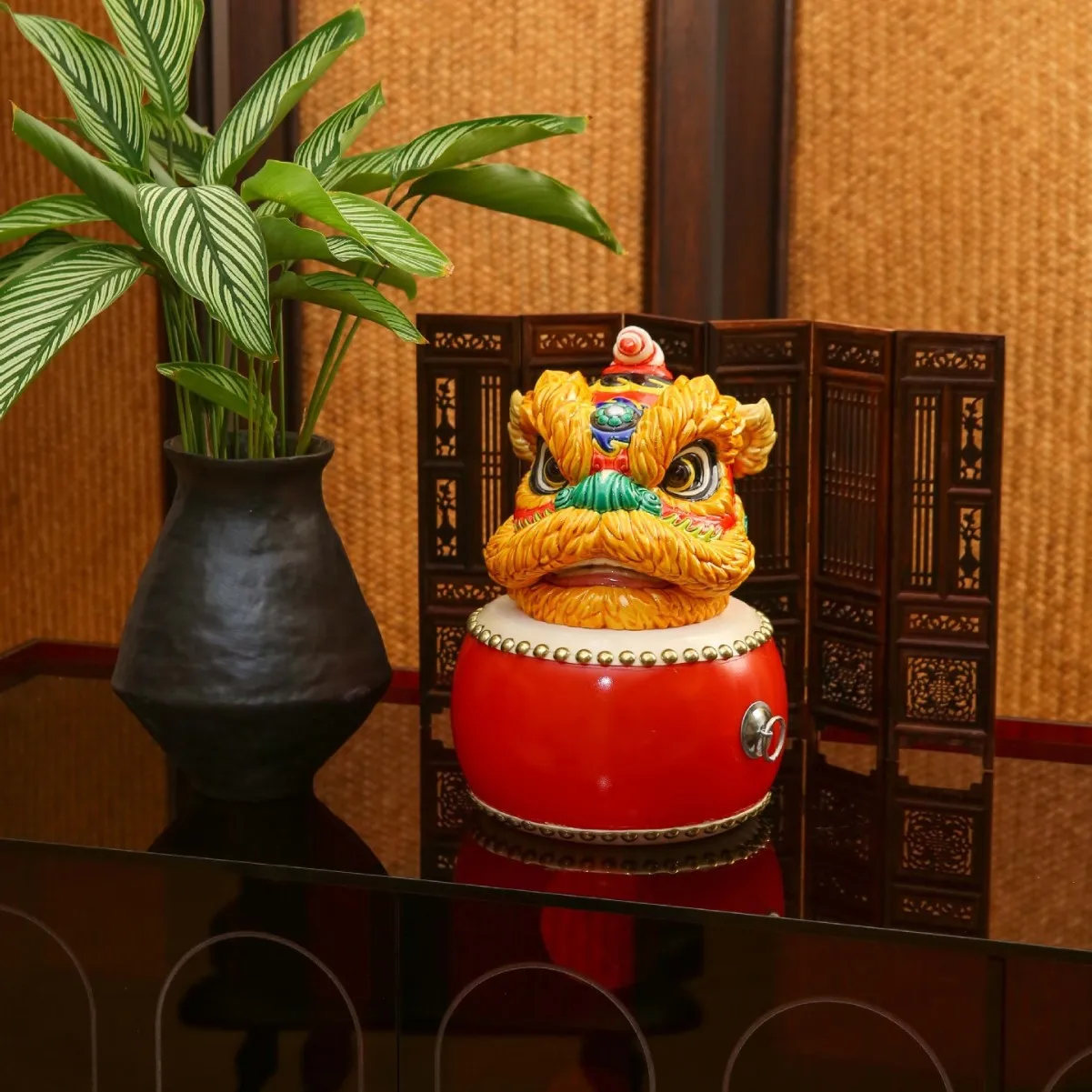 Gift set, handmade home mid-to-high-end ceramic lion head ornament