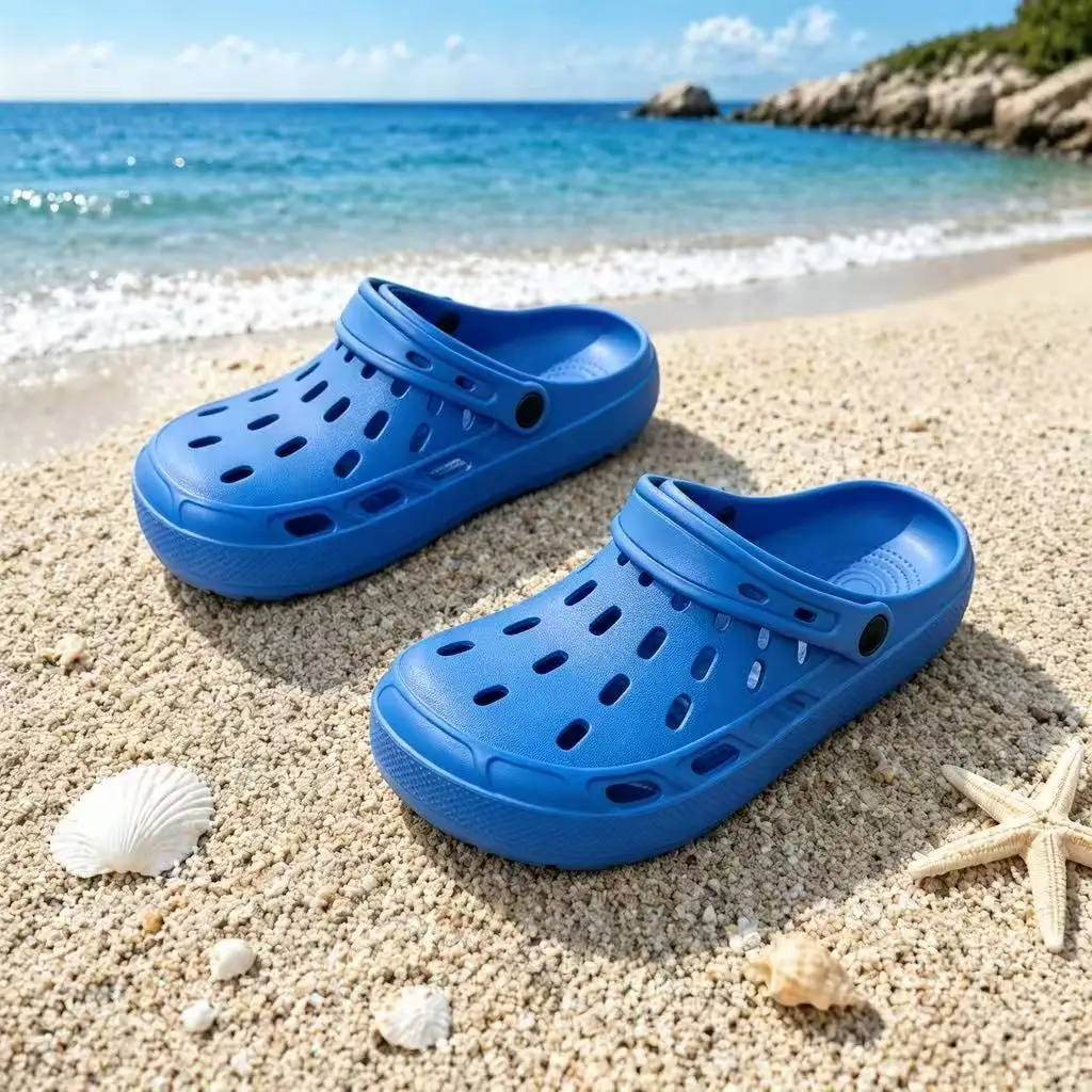Men EVA Hollow Hole Sandals Adjustable Strap Quick Dry Slip On Slippers for Beach Pool Summer Outdoor Use