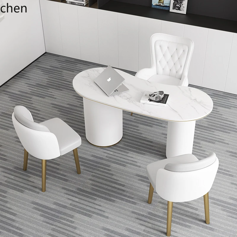 HXL  light luxury rock slab desk beauty salon medical beauty consultation negotiation table modern interview table