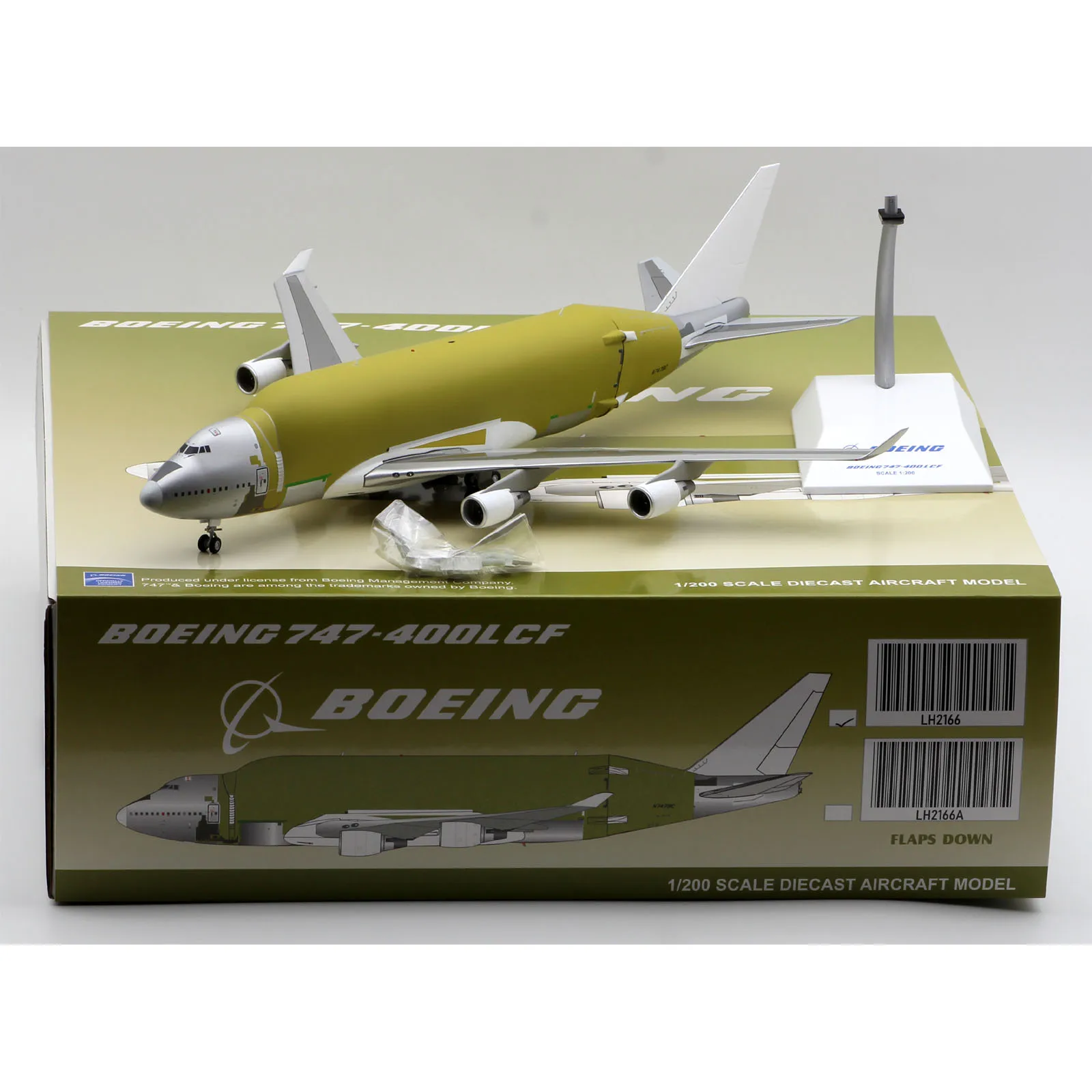 LH2166 Alloy Collectible Plane Gift JC Wings 1:200 Boeing 'BareMetal' B747-400LCF Diecast Aircraft JET Model N7478C With Stand