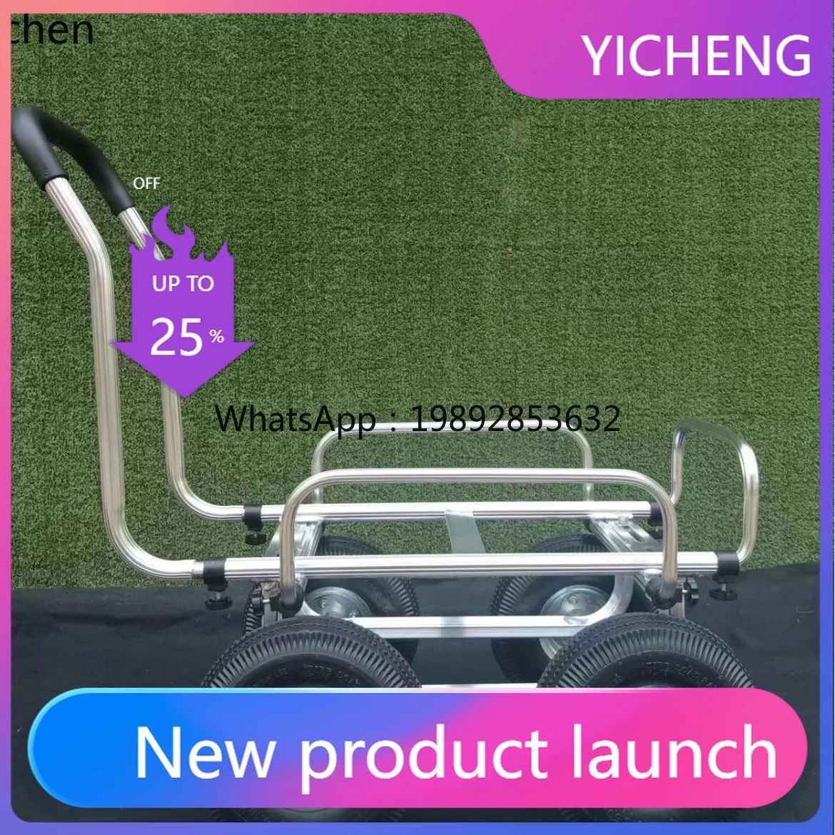 LYY Multifunctional Cart Silent Flatbed Hand Push Tool Cart Household Transport  Aluminum Lightweight Large Wheel Cart