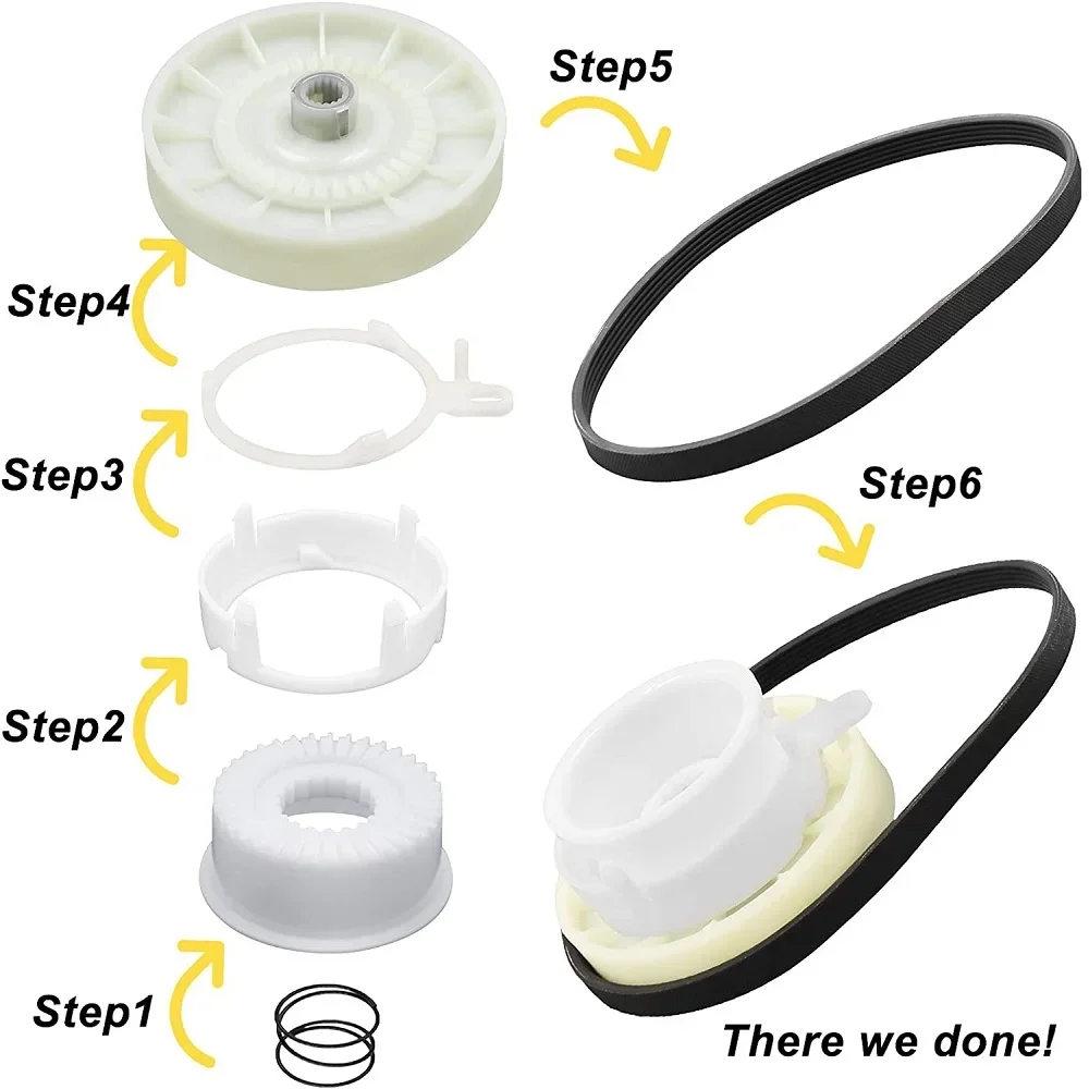 ث 10721967   طقم قابض بكرة الغسالة ث 10006384   حزام محرك الغسالة لغسالة ويرلبول كينمور ث 10721967   ث 10006356   AP 5951296