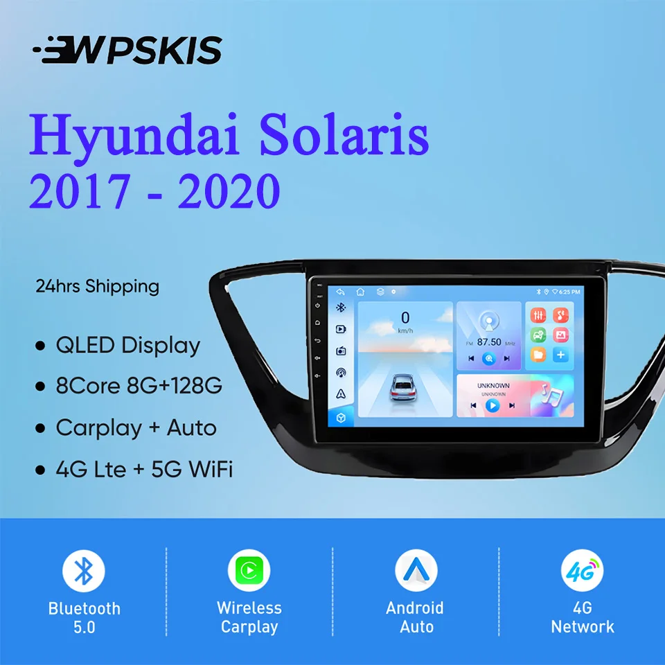 

Android 14 8G+128G Car GPS Navigation Monitor For Hyundai Verna Solaris 2016 - 2020 Car Radio Audio Video A/V Multimedia Player