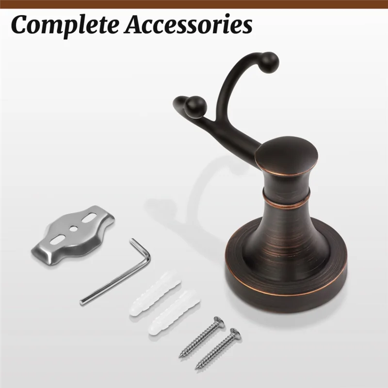 

B84B-Bronze Towel Hooks, Bathroom Robe Hook Oil Rubbed, Heavy Duty Double Towel Hooks Bath Farmhouse Coat Clothes Hook