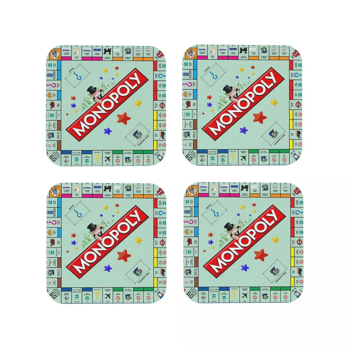 Настольная игра Monopoly, классические подставки, кухонные салфетки, нескользящие изоляционные коврики для чашек, кофейные коврики для декора, подушечки для посуды, набор из 4 шт.