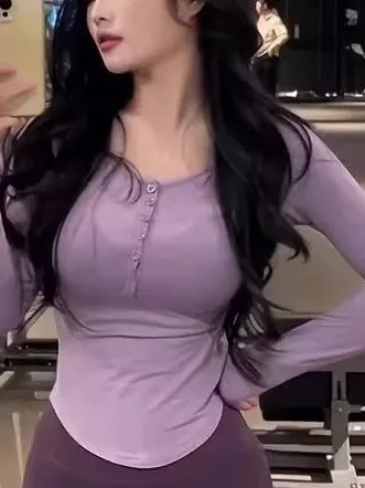 Spor Fitn Long Sve T-irt Women Ele f Open Collar Yoga Running Base irt Moisture ng Knitted Garment