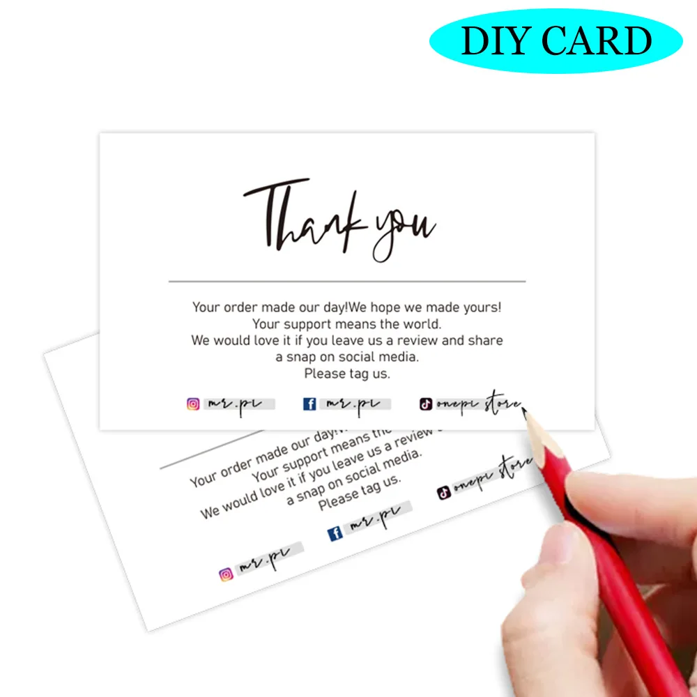 Personalized Logo MODERN Thank You For Your Business Card Thank You Order Card Purchase Package Inserts Social Media Card