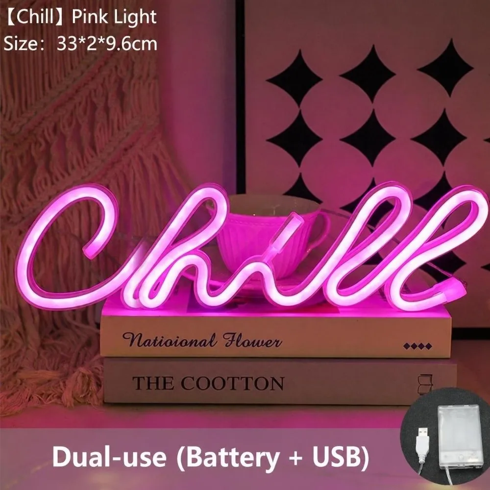 Fashionable Wall Decor Chill Neon Sign USB Powered Atmosphere Lighting LED Neon Light Decorative Night Lights Bedroom