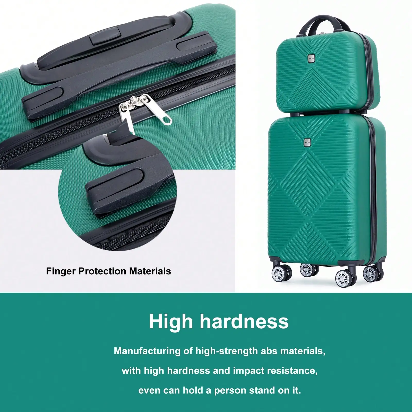 Tripcomp 2‑Piece Carry‑On Hardside Luggage Set, 20 Inch Main Suitcase with Matching Cosmetic Travel Case, Lightweight Hard Shell Rolling Luggage, Smooth 360° Spinner Wheels, Portable Trolley Suitcase for Business Vacation Weekend Trips
