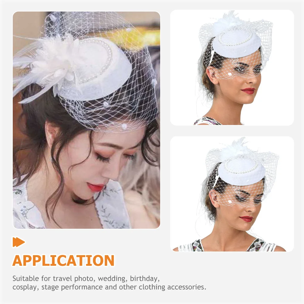 

Tea Party Headpiece Pearl Fascinator Hat for Women Bridal Wedding Banquet Wear Lightweight Elegant Fashionable Attention