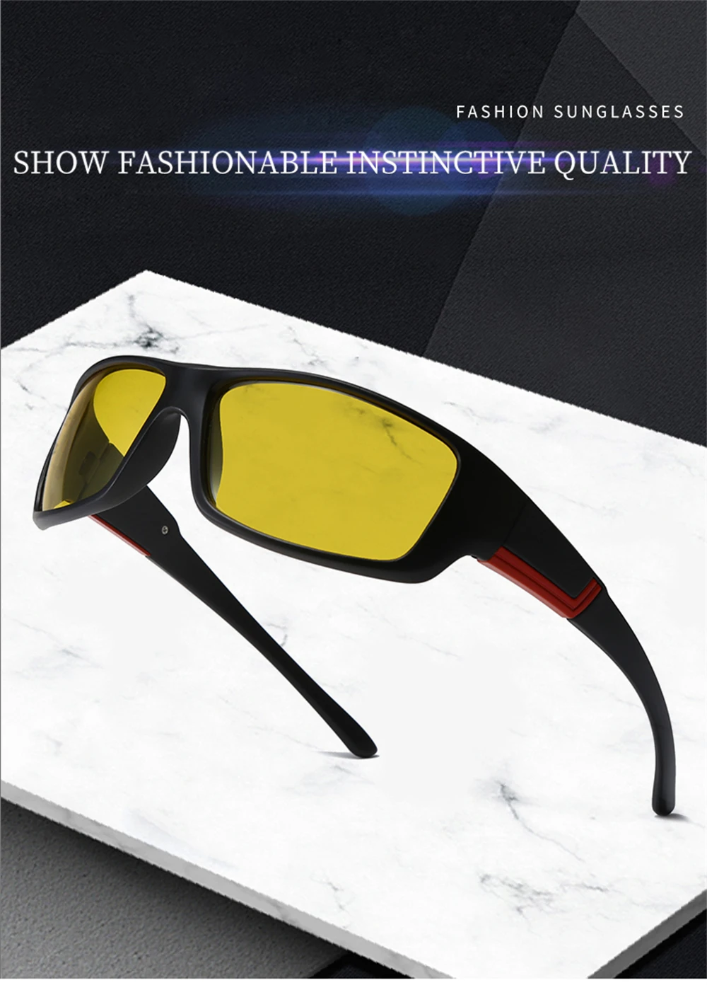 VIVIBEE Männer Sport Polarisierte Nachtsichtbrille Blendschutz Gelb Nachtsicht Fahren Sonnenbrille Frauen Brille – Detail 1