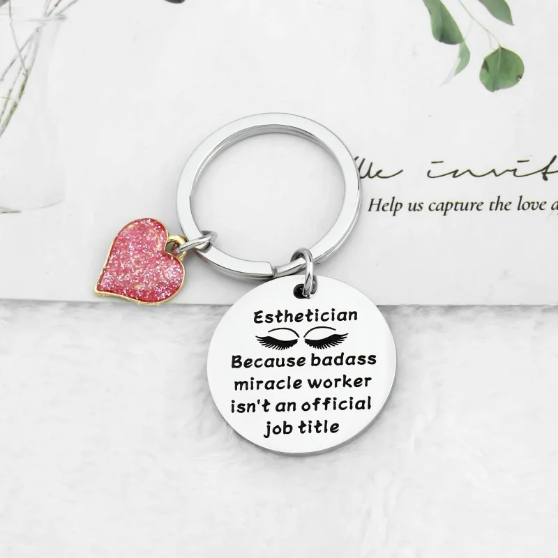 Esthetician Keychain Gifts Esthetician Because Badass Miracle Worker Isn't An Official Job Title Gifts for Make Up Lovers