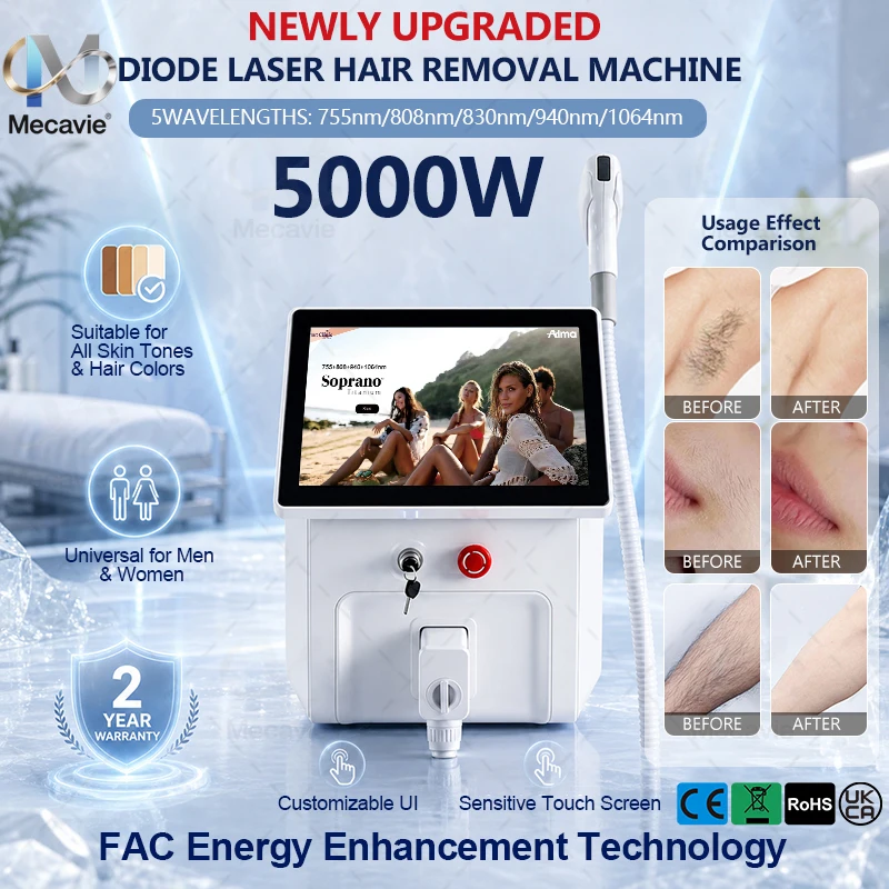 5 Wavelength Diode Laser Hair Remover -32℃ Ice Platinum Cooling FAC Tech Salon Permanent Hair Removal Equipment