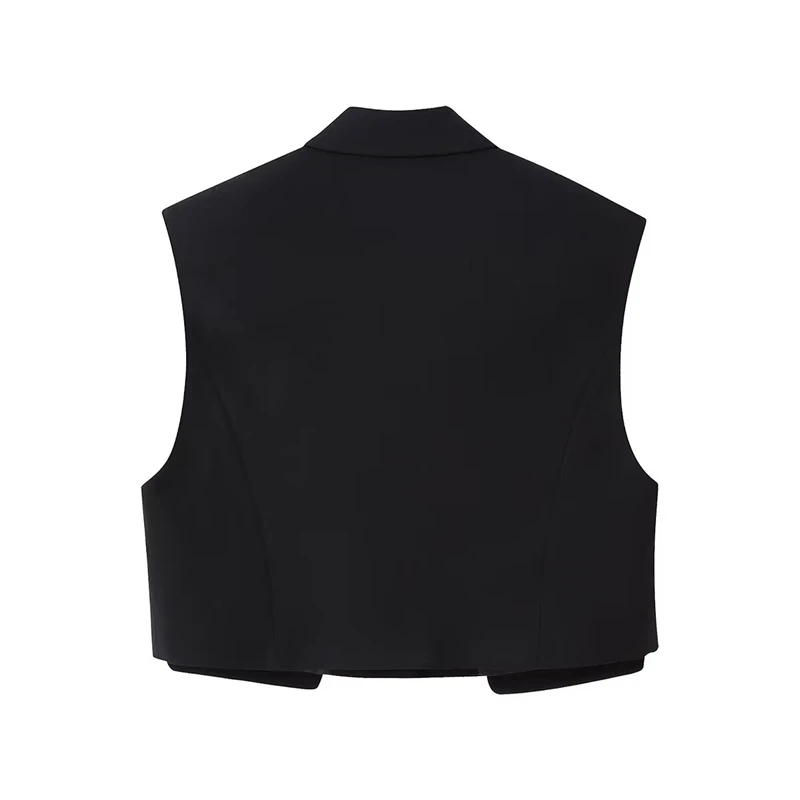 2024 Women\'s Vest  New Fashion Spring Summer Lapel Cropped Waistcoat for Women Casual Ladies Waistcoat Female Clothes