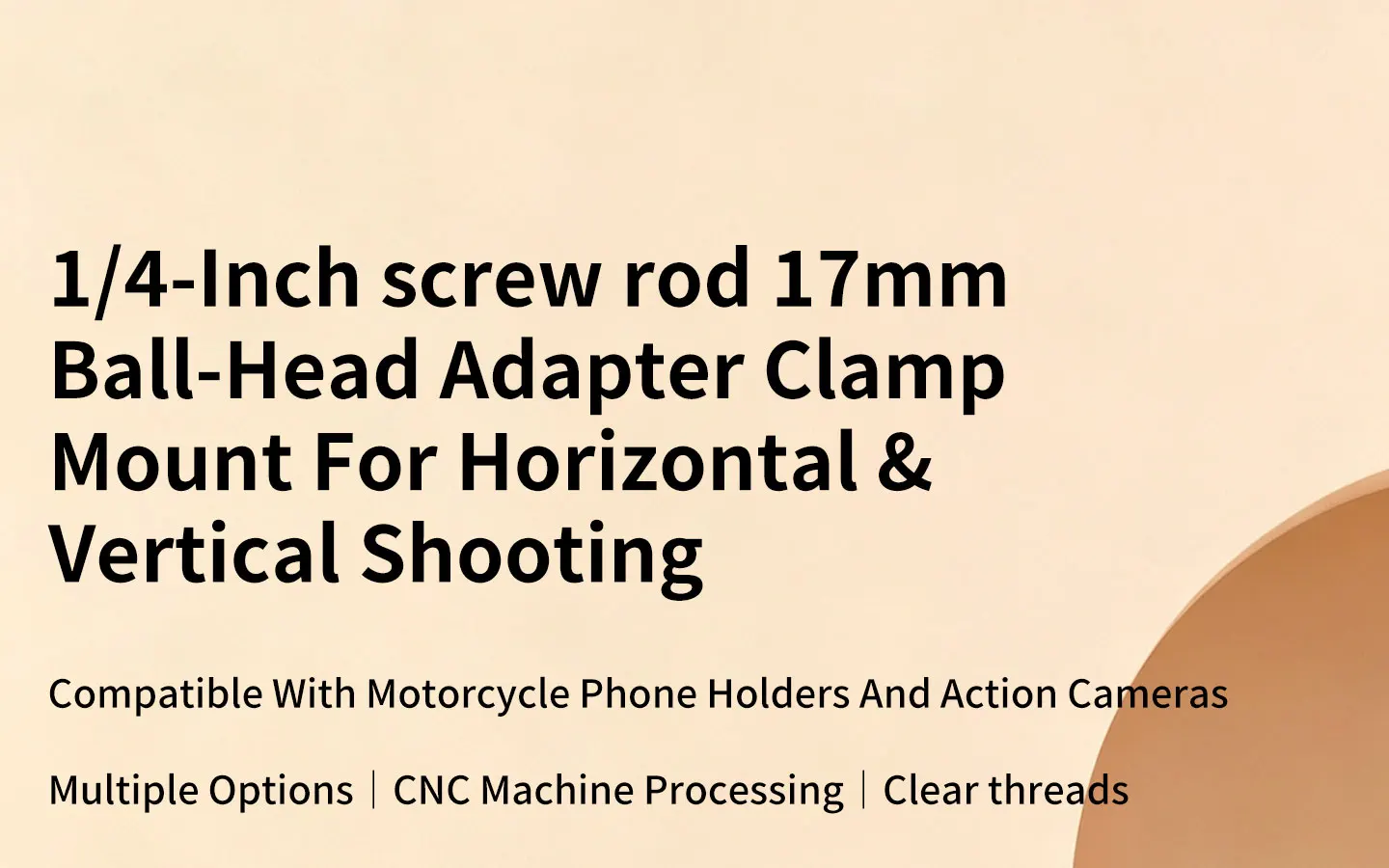 17mm Kugelkopf auf 1/4 M6 M8 M10 3/8 Schraubadapter aus Aluminium für GoPro Insta360 DJI Actionkamera Handy Motorradhalterung – Detail 1