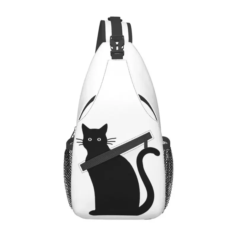 Bolsos bandolera de gato negro bonitos personalizados, mochila cruzada de pecho a la moda para hombre, mochila para ciclismo y Camping