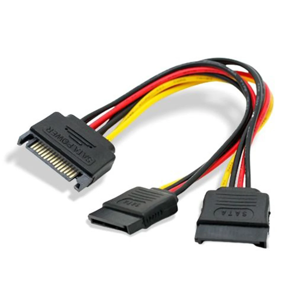 SATA Power Y Splitter Cable 15Pin SATA Male To Dual 15Pin Female Cable 20CM 1 To 2 Sata Extension Cord For HDD SSD Hard Disk