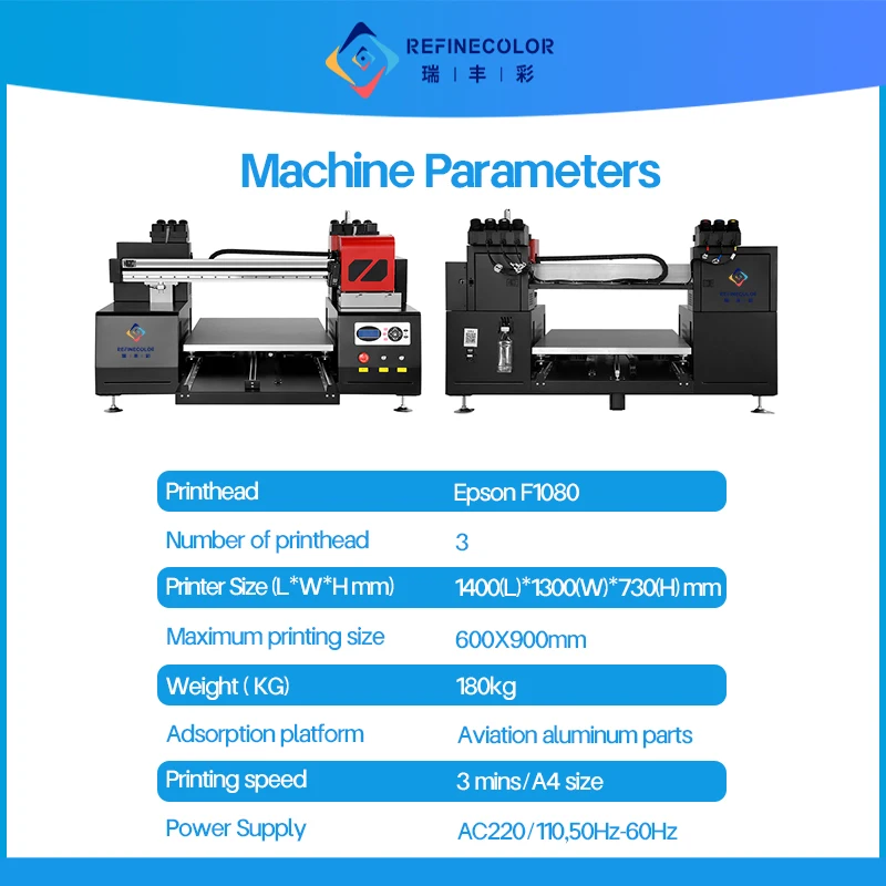Refinecolor RF-6090s 60*90mm UV Printer Equipped with Epson F1080 original nozzle for print phone cases and Apple series product