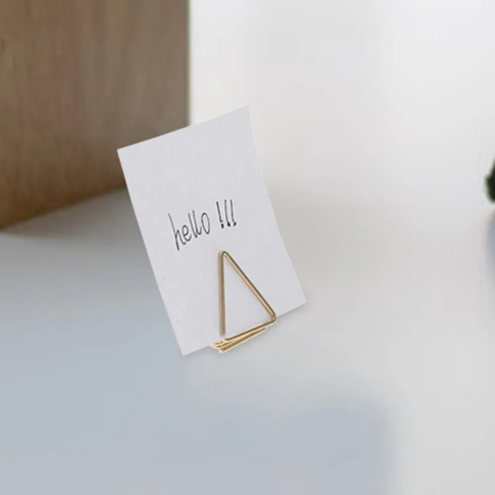 20pcs Triangle Memo Clips Paperclips Shaped Desk Clamps Note Holders Aluminum Alloy Table Number Photo Menu Stand