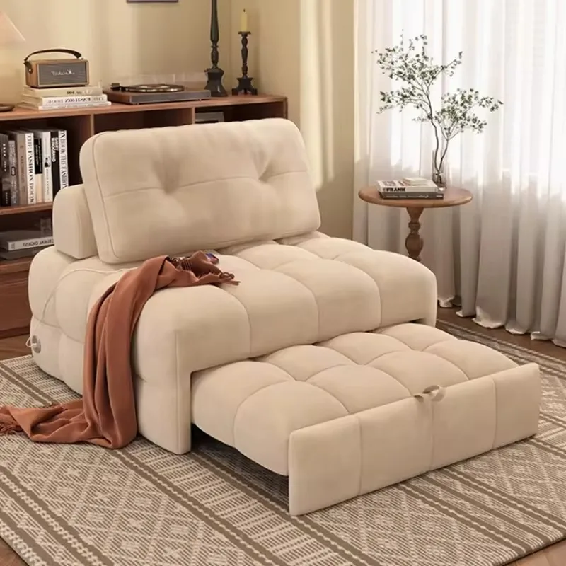 3-in-1 Modern Foldable Lounge Sofa Cama Bed Chair Convertible Sleeper Single Stretchable Reclining Wood Frame Living Room