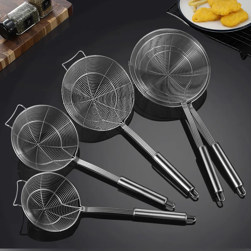 1pc Stainless Steel Frying Small Fryer Basket Mesh Food Colander Noodles Strainer Kitchen Tool For Potato Chips French Fries