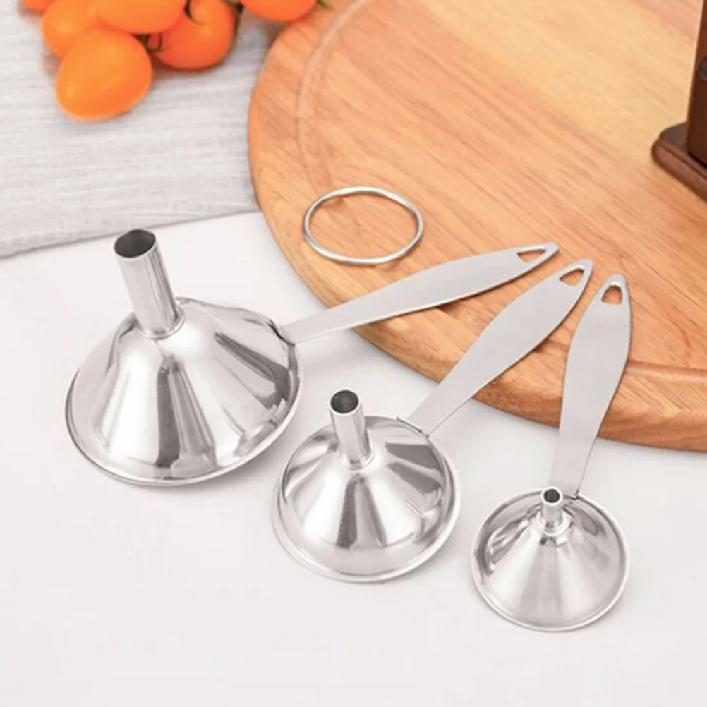

3PCS Spice Funnel Set Stainless Steel Dry Oils Fluid Transfer Kitchen Tool Bottle Filling Storage Solution