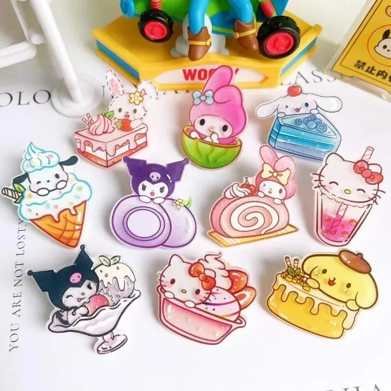 

4CM Anime MINISO Parts Key Buckle HelloKitty Acrylic Accessories DIY Sheet Kuromi Material Cartoon Stickers Acryli Pendant Parts