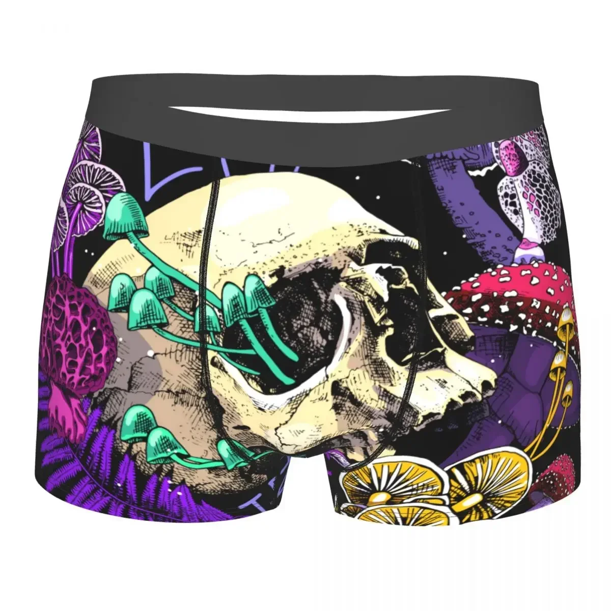 Men's Panties Underpants Boxers Underwear Magic Psychedelic Mushrooms and Skulls Sexy Male Shorts