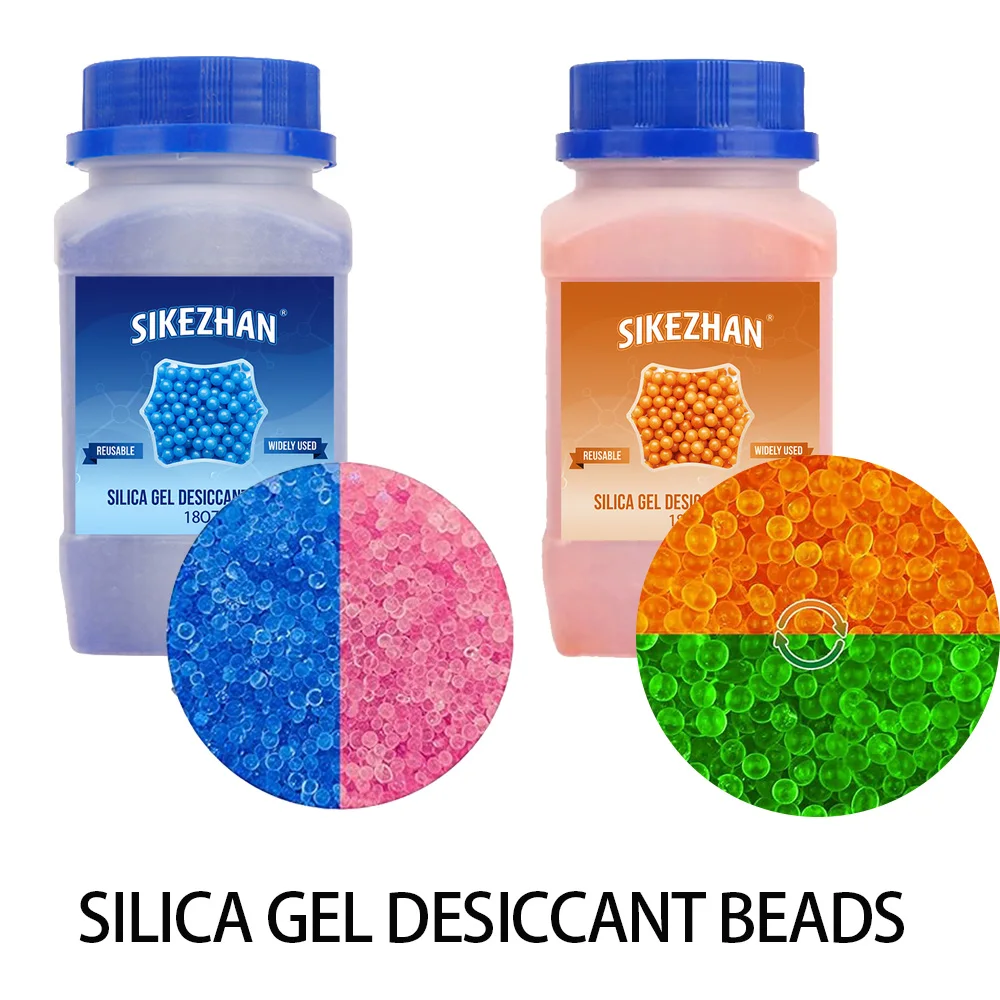 18OZ Blue/orange Waterproof Reusable Silica Gel Beads Bottles Moisture Absorber Electronic Product Desiccant Dehumidifie