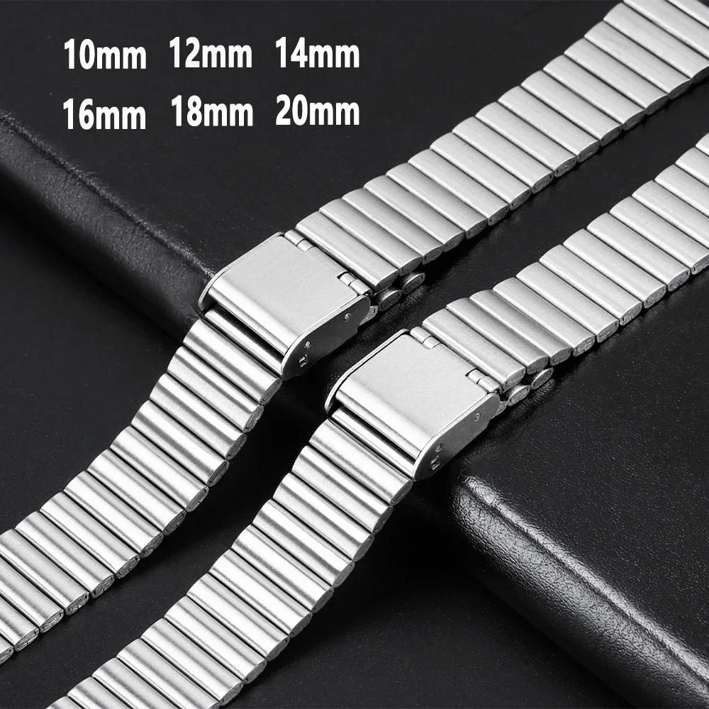 Stainless Steel Watchband 10/12/14/16/18/20mm Ultra-thin Metal Watch Strap Watches Accessories Men Women Universal Wristband