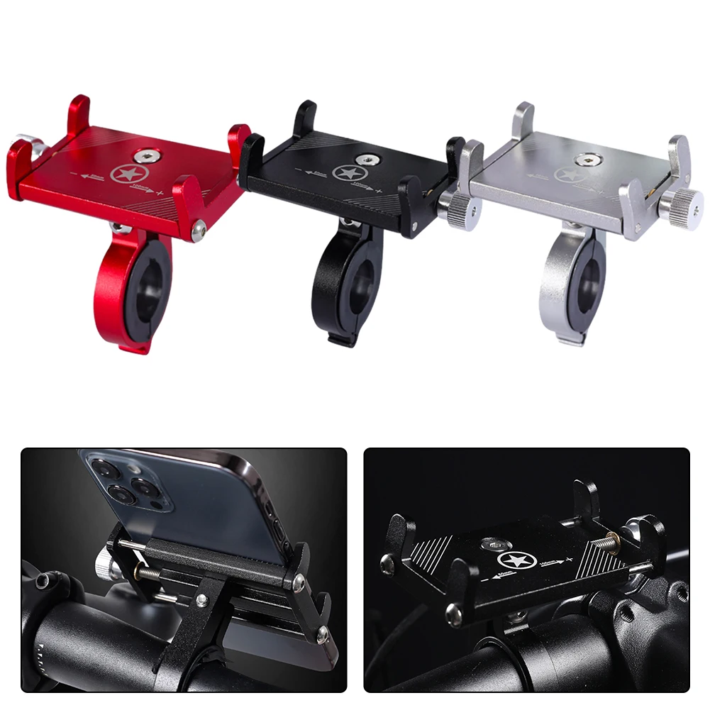 

Держатель для телефона на велосипеде Кронштейн для крепления на руль Регулируемая ширина Алюминиевый сплав Дизайн крючка с четырьмя когтями Быстрая установка